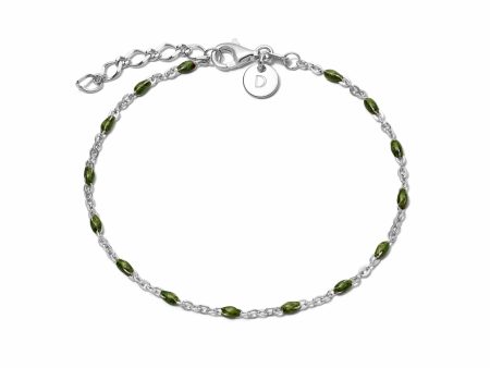 Treasures Green Beaded Bracelet Sterling Silver For Sale