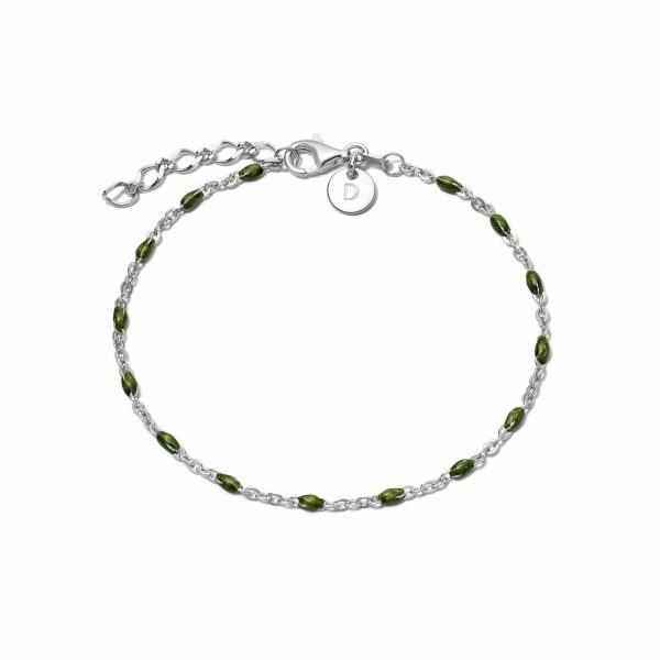 Treasures Green Beaded Bracelet Sterling Silver For Sale