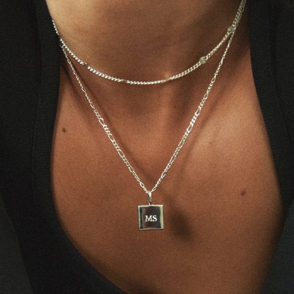 Engravable Square Pendant Necklace Sterling Silver Online