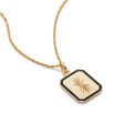 Bold Engraved Enamel Necklace 18ct Gold Plate Fashion