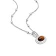 Tigers Eye Pendant Necklace Sterling Silver For Sale