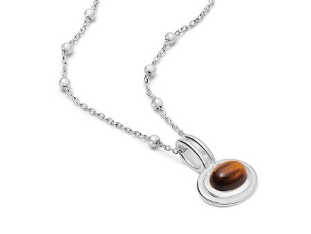 Tigers Eye Pendant Necklace Sterling Silver For Sale