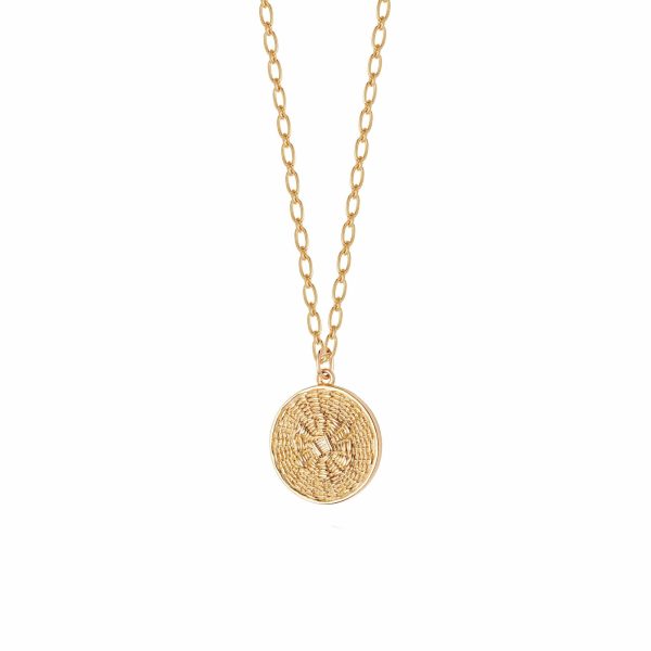 Woven Coin Necklace 18ct Gold Plate Supply