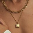 Engravable Square Pendant Necklace 18ct Gold Plate Fashion