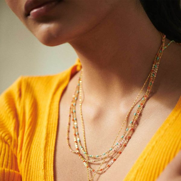 A Piece Of The Rainbow Beaded Layering Set 18ct Gold Plate Fashion