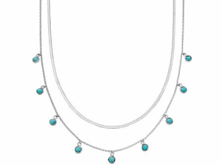 Turquoise Charm Necklace Layering Set Sterling Silver Online Sale