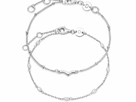 Treasured Pearls Bracelet Stack Sterling Silver For Cheap