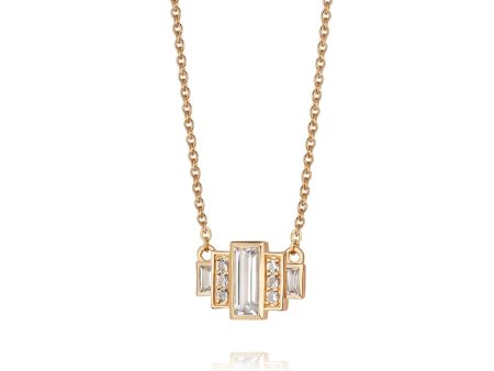 Beloved White Topaz Baguette Necklace 18ct Gold Plate Fashion