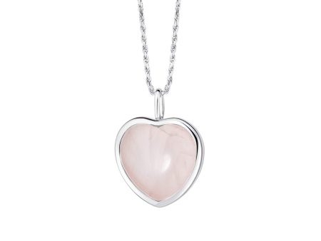 Beloved Rose Quartz Heart Pendant Sterling Silver For Sale