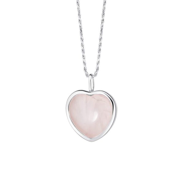 Beloved Rose Quartz Heart Pendant Sterling Silver For Sale