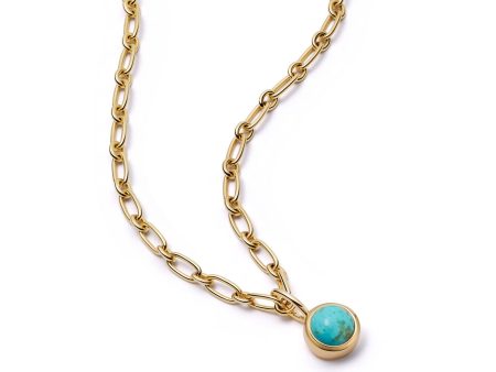 Turquoise Chunky Healing Stone Necklace 18ct Gold Plate Hot on Sale