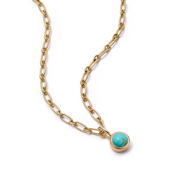 Turquoise Chunky Healing Stone Necklace 18ct Gold Plate Hot on Sale