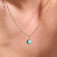 Turquoise Chunky Healing Stone Necklace 18ct Gold Plate Hot on Sale