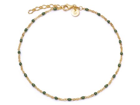 Green Enamel Beaded Anklet 18ct Gold Plate Online