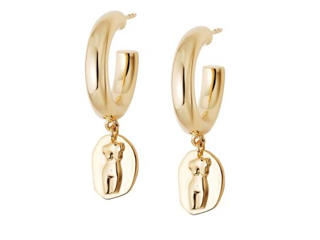 Athena Hoop Earrings 18ct Gold Plate For Discount