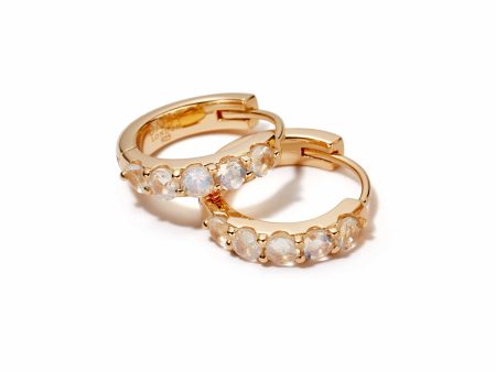 Beloved Moonstone Huggie Earrings 18ct Gold Plate Online Hot Sale