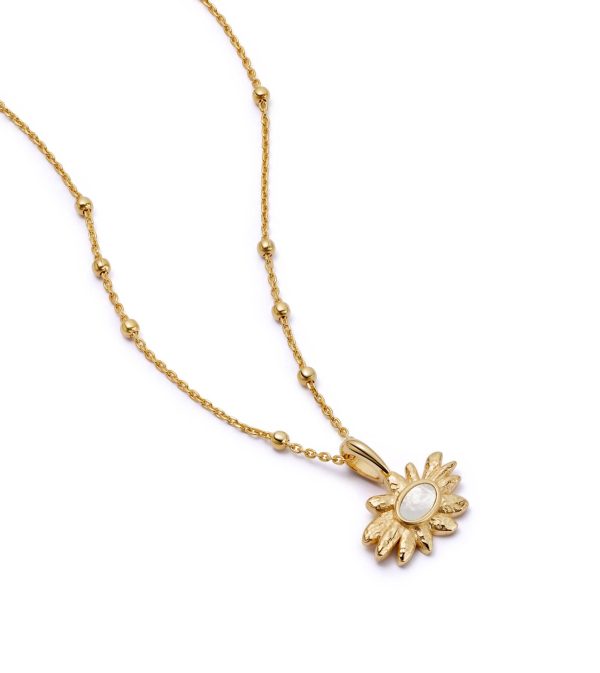 Daisy Mother of Pearl Flower Necklace 18ct Gold Plate Online