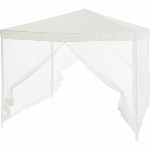 Gazebo 140 Steel 100 % polyester 3 x 3 m White For Cheap