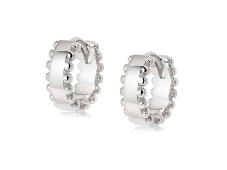 Beaded Huggie Hoop Earrings Sterling Silver on Sale