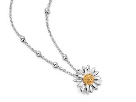 Small English Daisy Necklace Sterling Silver For Sale