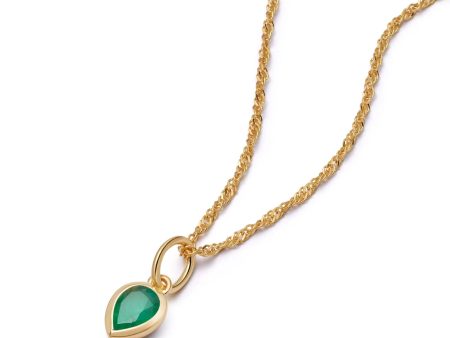 Emerald May Birthstone Charm Necklace 18ct Gold Plate on Sale