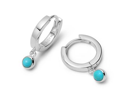 Turquoise Healing Huggie Hoop Earrings Sterling Silver Fashion