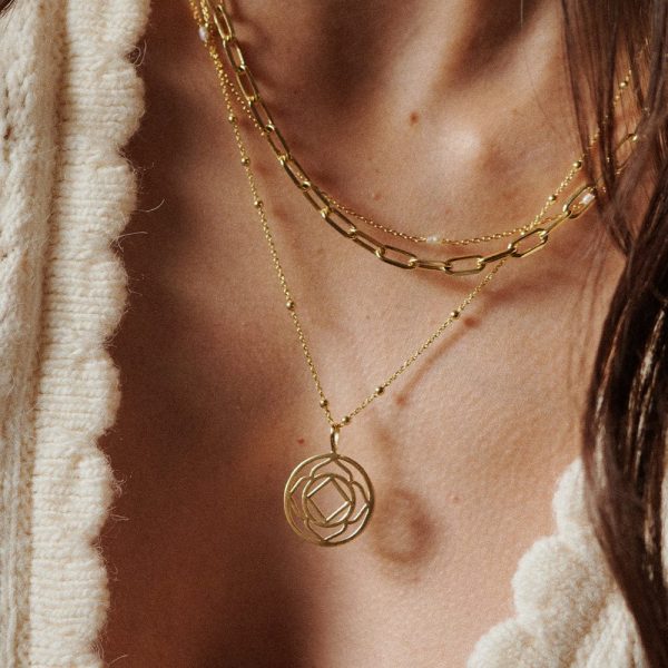 Base Chakra Necklace 18ct Gold Plate on Sale