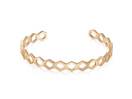 Hexagon Palm Cuff Bangle 18ct Gold Plate Sale