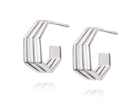 Triple Hexagon Hoop Earrings Sterling Silver Hot on Sale