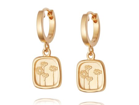 Wild Daisies Drop Earrings 18ct Gold Plate For Sale