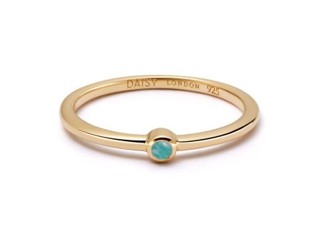 Amazonite Healing Stone Ring 18ct Gold Plate Discount