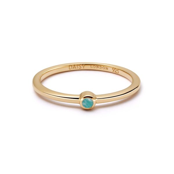 Amazonite Healing Stone Ring 18ct Gold Plate Discount