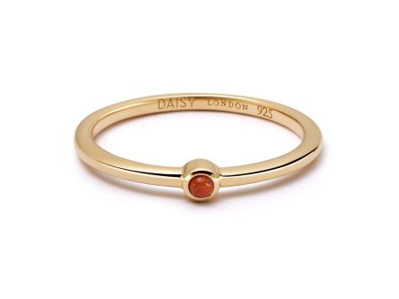 Red Coral Healing Stone Ring 18ct Gold Plate Hot on Sale