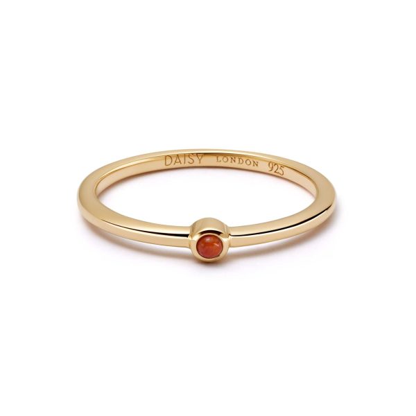 Red Coral Healing Stone Ring 18ct Gold Plate Hot on Sale