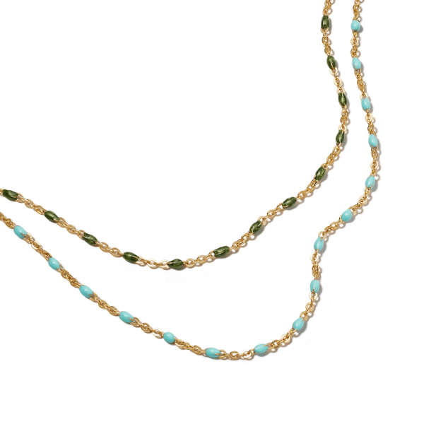 Treasures Green Beaded Necklace 18ct Gold Plate Online