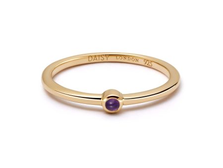 Amethyst Healing Stone Ring 18ct Gold Plate Sale