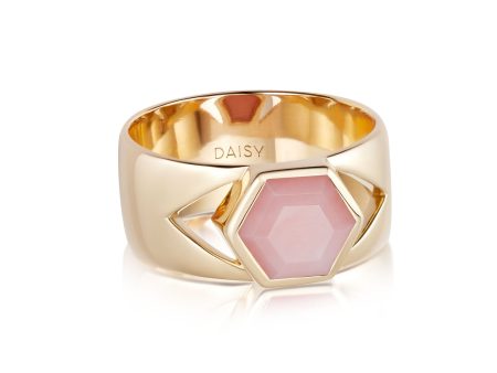 Beloved Bold Pink Opal Band Ring 18ct Gold Plate For Discount