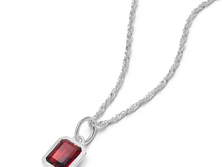 Garnet January Birthstone Charm Necklace Sterling Silver Sale