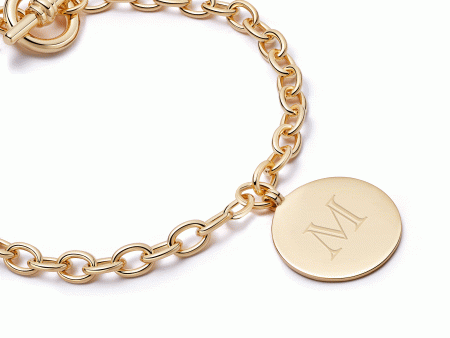 Engravable Medallion Bracelet 18ct Gold Plate Hot on Sale