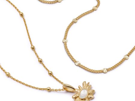 Sunburst Daisy Necklace Layering Set 18ct Gold Plate Sale