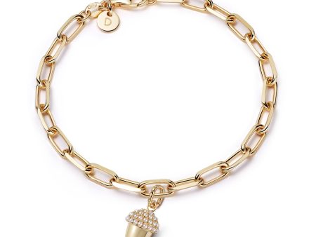 Shrimps Acorn Charm Bracelet 18ct Gold Plate on Sale