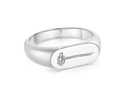 Single Daisy Signet Ring Sterling Silver Discount