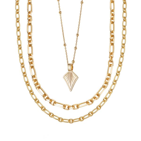 Chunky Chain Necklace Layering Set 18ct Gold Plate Online Sale