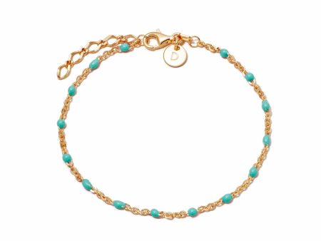 Treasures Turquoise Beaded Bracelet 18ct Gold Plate For Discount