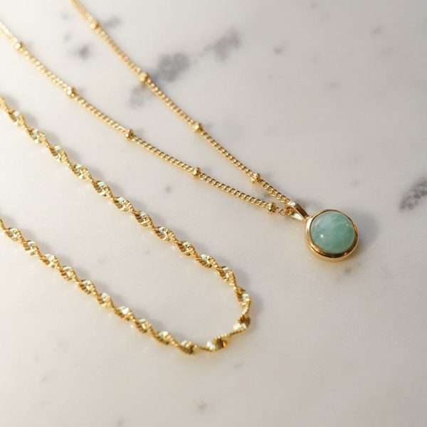 Amazonite Necklace Layering Set 18ct Gold Plate Online Hot Sale