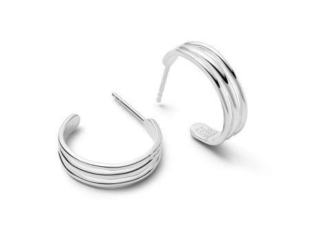 Triple Wave Hoop Earrings Sterling Silver Hot on Sale