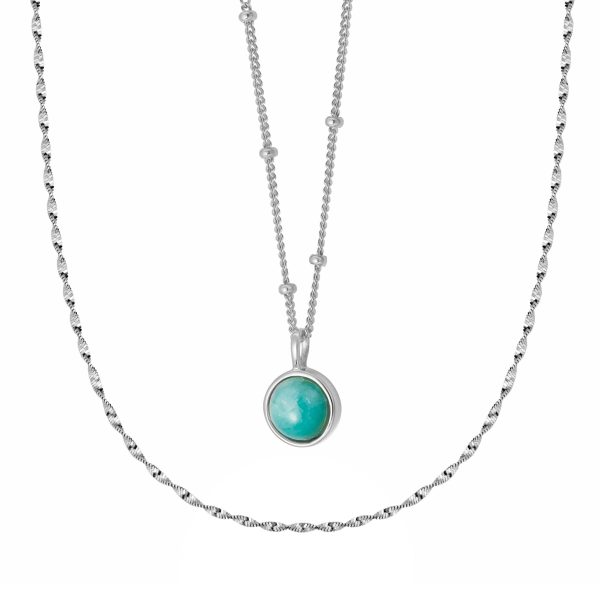 Amazonite Necklace Layering Set Sterling Silver Online now