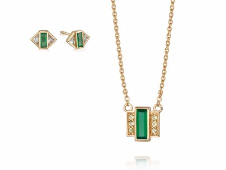 Beloved Green Onyx Layering Set 18ct Gold Plate Discount