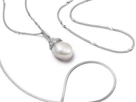 Ultimate Pearl Necklace Layering Set Sterling Silver Online Sale