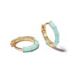 Turquoise Stripe Huggie Hoop Earrings 18ct Gold Plate Online now